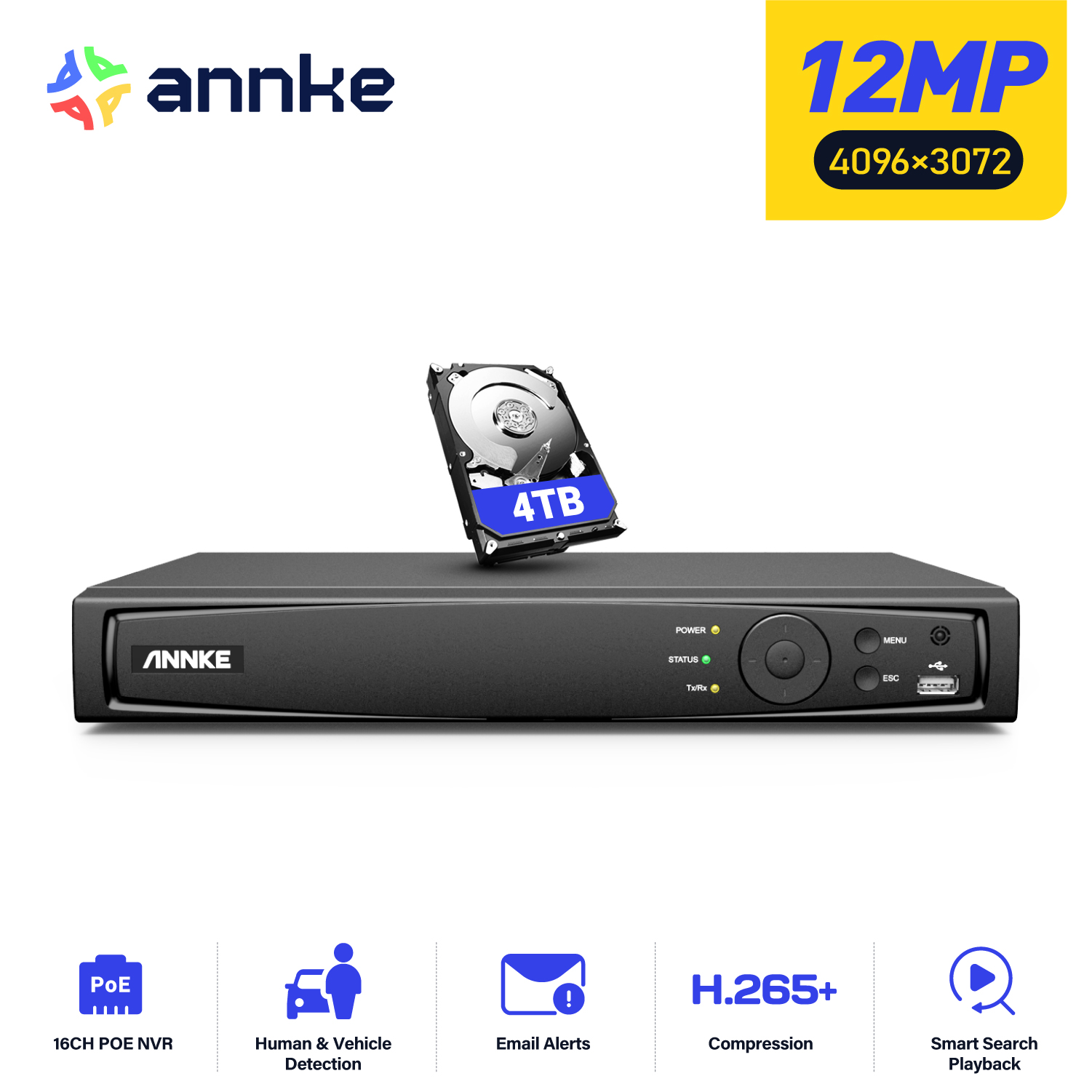 Security Ip Camera - ANNKE 12MP POE NVR Netwerkvideorecorder 4/8/16CH