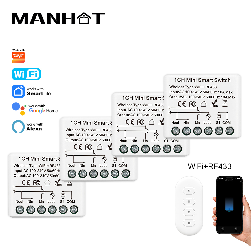 Smart Home Miniature - 10A Mini WIFI Smart Switch RF433Mhz