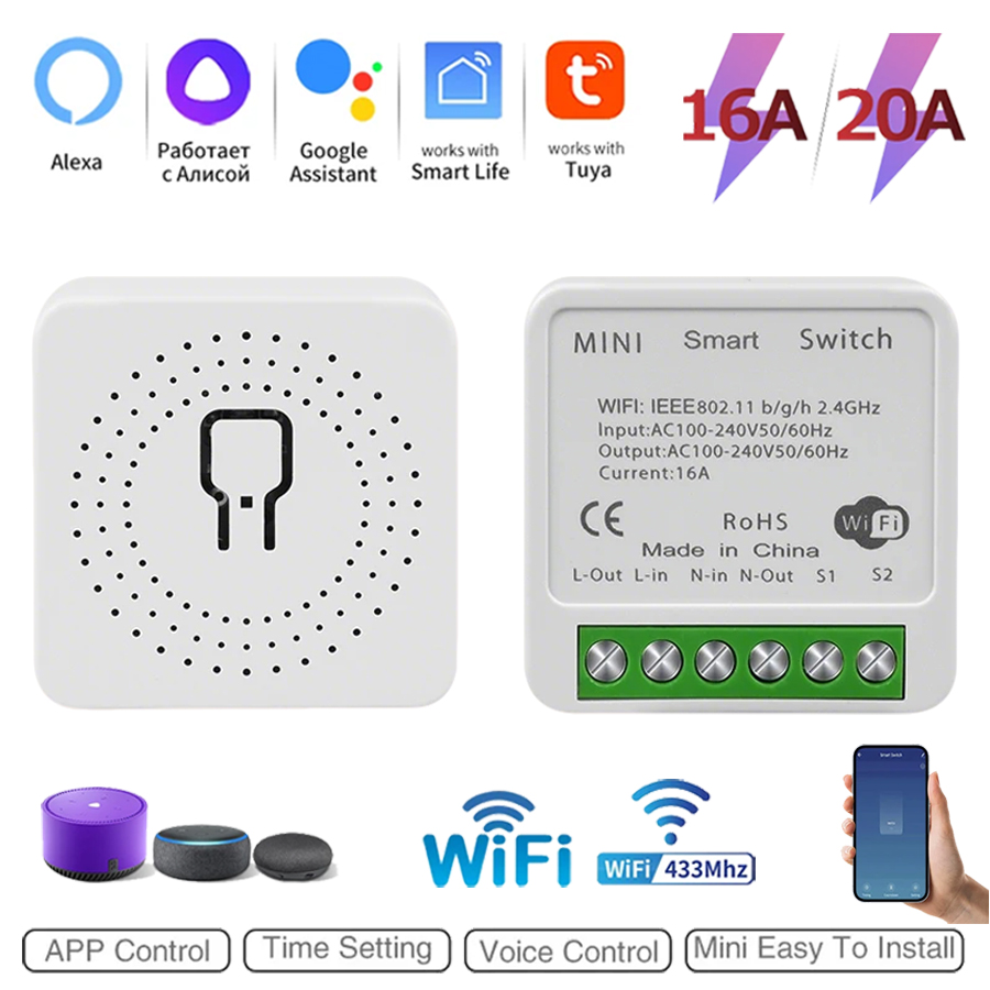 Smart Home Miniature - 2-weg Mini DIY Slimme Schakelaar Tuya