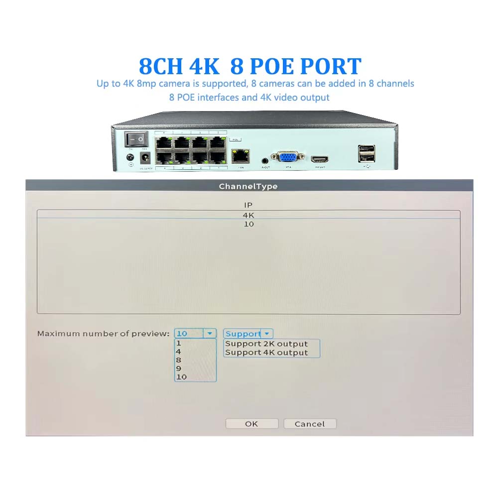 4K 10CH NVR 4/8Port POE Voor 8 - Security Ip Camera recensie en prijs